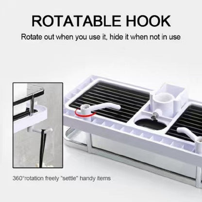 Without Punching Commodity Shelf Shower Rod Racks Bathroom Lift Rod Bracket Tray Punch-Free Toilet Shower Storage Hanging Basket